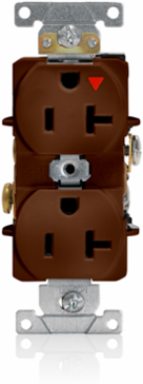 20 Amp Industrial Grade Isolated Ground Duplex Receptacle, Back or Side Wire, NEMA 5-20R, Brown