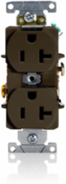 20 Amp Heavy-Duty Industrial Grade Duplex Receptacle Outlet, 125 Volt, Self-Grounding, Brown