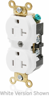 20 Amp Tamper-Resistant Duplex Receptacle Outlet, NEMA 5-20R, Nylon Body