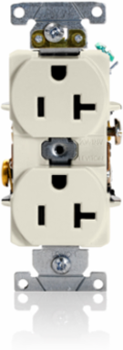 20 Amp Duplex Receptacle Outlet, Heavy-Duty, Self-Grounding, Light Almond
