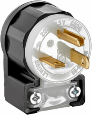 Industrial Grade Straight Blade Plug, 20 Amp, 125 Volt, NEMA 5-20P, Black & White