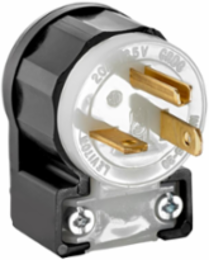 Industrial Grade Straight Blade Plug, 20 Amp, 125 Volt, NEMA 5-20P, Black & White