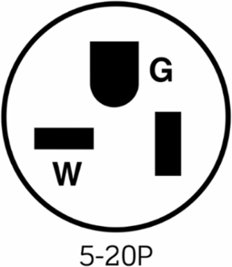 Industrial Grade 20 Amp 125 Volt Straight Blade Plug, NEMA 5-20P, Yellow-White