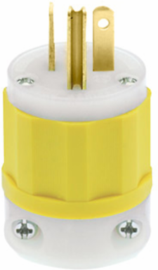 Industrial Grade 20 Amp 125 Volt Straight Blade Plug, NEMA 5-20P, Yellow-White