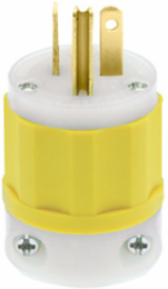 Industrial Grade 20 Amp 125 Volt Straight Blade Plug, NEMA 5-20P, Yellow-White