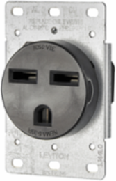 30 Amp Flush Mount NEMA 6-30R Receptacle, 250 Volt, Black, Side Wired