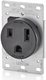 50 Amp 250 Volt NEMA 6-50R Flush Mount Receptacle, 2-Pole 3-Wire, Black