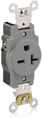 20 Amp Industrial Grade Self-Grounding Single Receptacle, NEMA 6-20R, 250 Volt