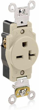 20 Amp Industrial Grade Self-Grounding Single Receptacle Outlet, NEMA 6-20R, 250 VAC