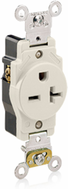 20 Amp Heavy-Duty Industrial Grade Single Receptacle Outlet, 250 Volt, Self-Grounding