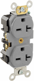 20 Amp Heavy-Duty Industrial Duplex Receptacle, NEMA 6-20R, Self-Grounding, Gray