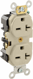 20 Amp Duplex Receptacle Outlet, Industrial Grade, NEMA 6-20R, 250 Volt