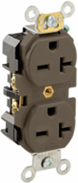 Duplex Receptacle Outlet, 20 Amp, 250 Volt, NEMA 6-20R, Self-Grounding, Industrial Grade