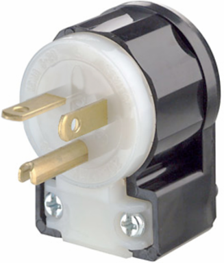 Industrial Grade 20 Amp 250 Volt Straight Blade Plug, NEMA 6-20P, Nylon Body