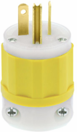 Industrial Grade 20 Amp 250 Volt Straight Blade Plug, NEMA 6-20P, Yellow-White