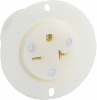 Industrial Grade 20 Amp 250 Volt Flanged Outlet Receptacle, NEMA 6-20R