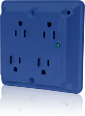 15 Amp 4-in-1 Surge Protective Quadruplex Receptacle, Blue, 125 Volt, NEMA 5-15R