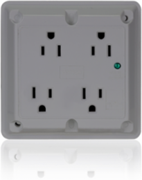 15 Amp Surge Protected Quadruplex Receptacle - 125 Volt, Industrial Grade, Gray