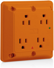Surge Protected Quadruplex Receptacle, 15 Amp, 125 Volt, Industrial Grade, Orange