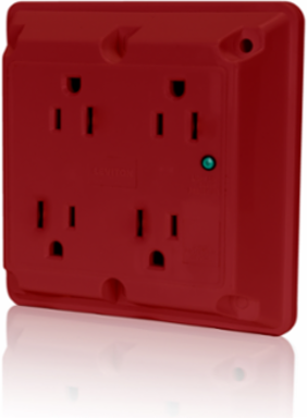 15 Amp Surge Protected Quadruplex Receptacle, Industrial Grade, NEMA 5-15R
