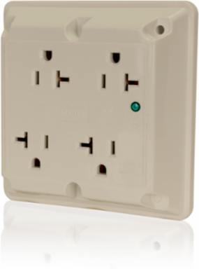20 Amp 125 Volt Surge Protected Quadruplex Receptacle, Ivory, Industrial Grade