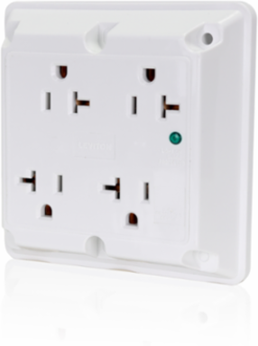 20 Amp Surge Protected Quadruplex Receptacle, 125 Volt NEMA 5-20R, Industrial Grade