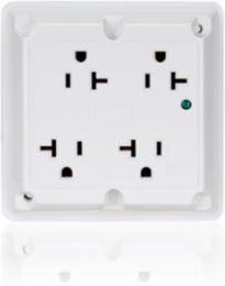 20 Amp Surge Protected Quadruplex Receptacle, 125 Volt NEMA 5-20R, Industrial Grade