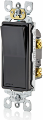 15 Amp Decora Rocker Switch, Self-Grounding, 120/277 Volt, Black