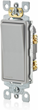 15 Amp Decora Rocker Switch 120/277 Volt, Self-Grounding, Gray