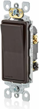 15 Amp Decora 3-Way Rocker Switch, 120/277 VAC, Brown, Self-Grounding