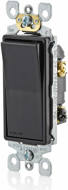 15 Amp Decora 3-Way Rocker Switch, 120/277 Volt, Self-Grounding, Black
