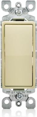 Illuminated 15 Amp Decora Rocker Switch, Grounding, Ivory, 120/277 Volt