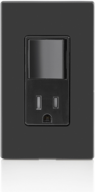 Decora Combination Switch & Outlet, 15 Amp, 120 Volt, Grounding, Black
