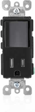 Decora Combination Switch & Outlet, 15 Amp, 120 Volt, Grounding, Black