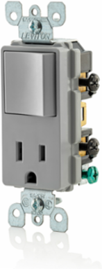 Decora Combination Switch & Receptacle, 15 Amp, 120 Volt, Gray