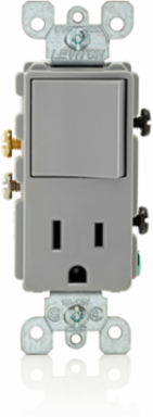 Decora Combination Switch & Receptacle, 15 Amp, 120 Volt, Gray