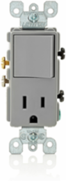 Decora Combination Switch & Receptacle, 15 Amp, 120 Volt, Gray