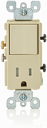 15 Amp Decora Combination Switch/Outlet, Grounding, Ivory, 120 Volt, UL/CSA Certified