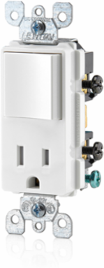 Decora Combination Device Switch/Outlet, 15 Amp, White, Grounding