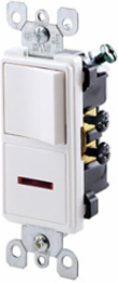 15 Amp Decora Neon Pilot Combination Switch, Side Wired, White