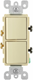 20 Amp Ivory Decora Combination Switch, 120/277 Volt, 1HP-120V, 2HP-240V-277V