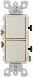 20 Amp Decora Combination Switch, 120/277 Volt, Light Almond, Grounding