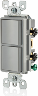 15 Amp Decora Single-Pole Combination Switch, Grounding, Gray, 120/277V