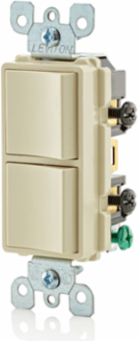 15 Amp Decora Combination Switch, Ivory, 120/277 Volt, Side Wired, Grounding