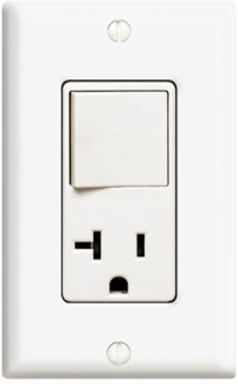 Decora Combination Switch / 5-20R Outlet, 20 Amp, White
