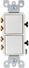 15 Amp Decora 3-Way Combination Switch, 120/277 Volt, Grounding, Ivory/White