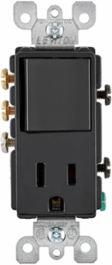 Decora 15 Amp 3-Way Switch & 5-15R Outlet Combination Device, Black