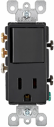Decora 15 Amp 3-Way Switch & 5-15R Outlet Combination Device, Black