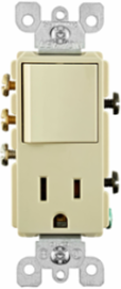 15 Amp Decora 3-Way / 5-15R Combination Switch & Outlet, Grounding, Ivory
