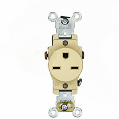 15 Amp Industrial Grade Self-Grounding Receptacle, 250 Volt, NEMA 6-15R, Ivory